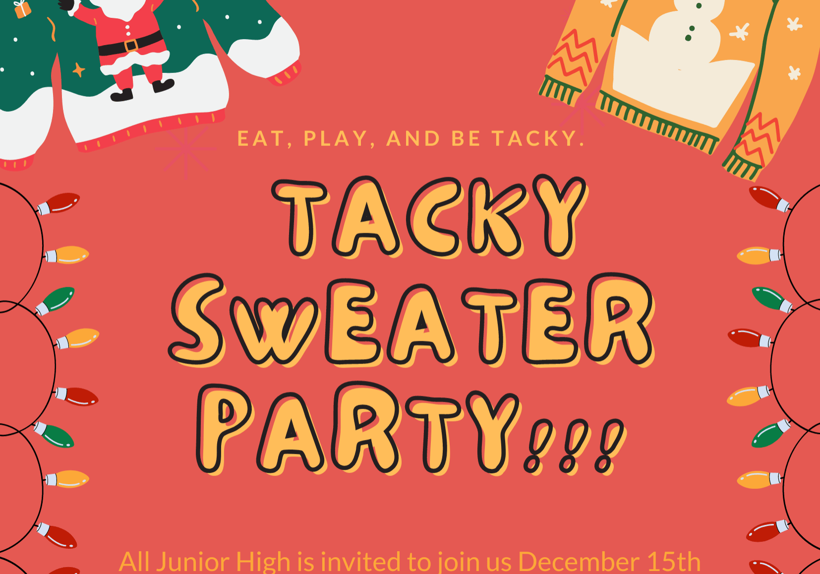 Cream And Red Ugly Christmas Sweater Invitation